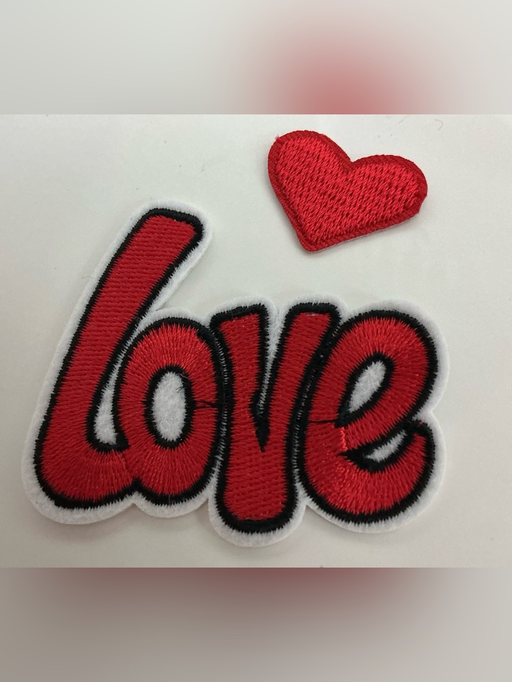 IRON OR SEW ON EMBROIDERED LOVE AND HEART PATCH SET NWOT